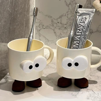 Cartoon Big Eyes Expression Collutorio Tazza Creativa Adulti Bambini Spazzolatura Tazza Tazza di plastica Spazzolino Tazza Accessori per il bagno 1