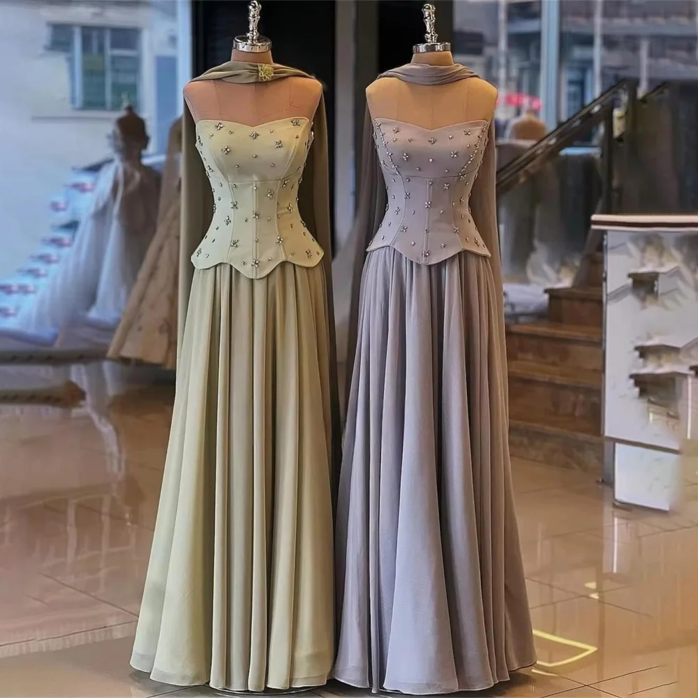 Customized Exquisite Sleeveless Beading Evening Dress Charming Sexy Ruffles Prom Dress Chiffon Party Gown вечернее платье 3