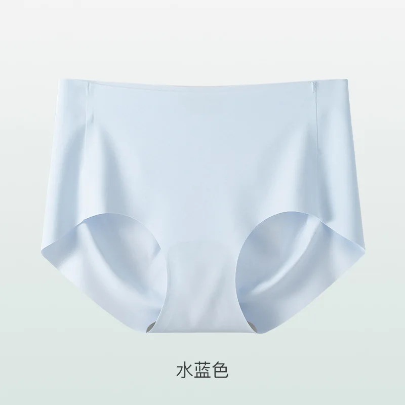 

One Piece Traceless Women's Ice Silk Underwear Medium Waist Solid Color Hip Lifting Mulberry Silk Briefs Female