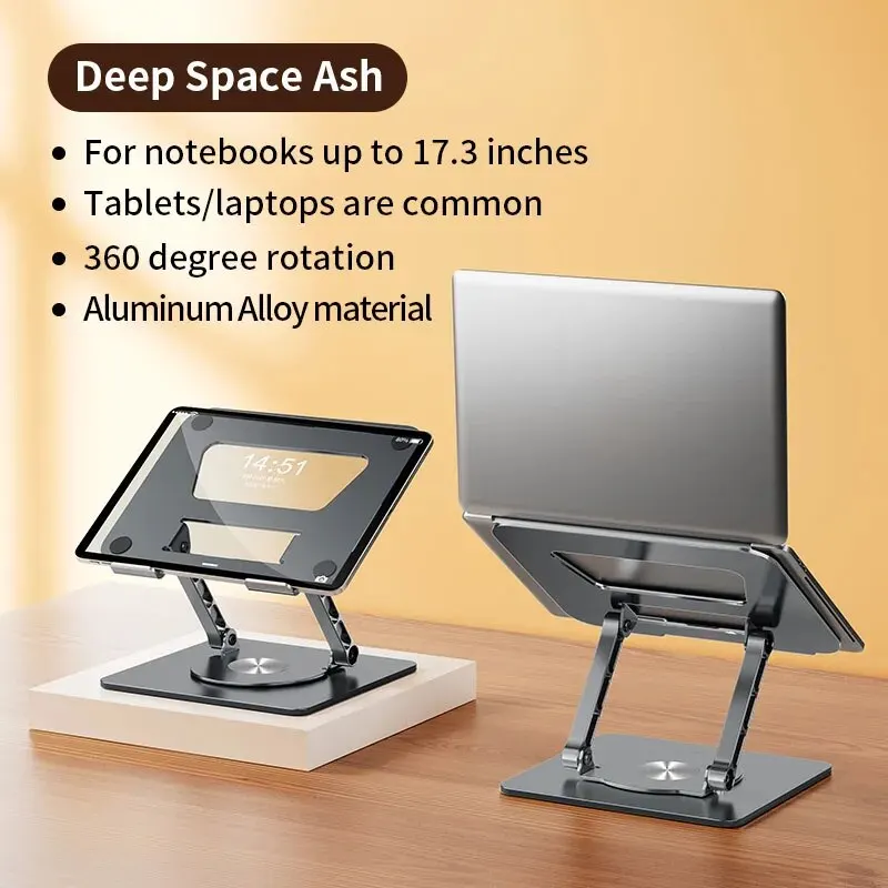 LS652 Laptop Stand Aluminium Alloy Foldable Tablet Rotale Stand Macbook Laptop Portable Fold Holder Cooling Bracket Support