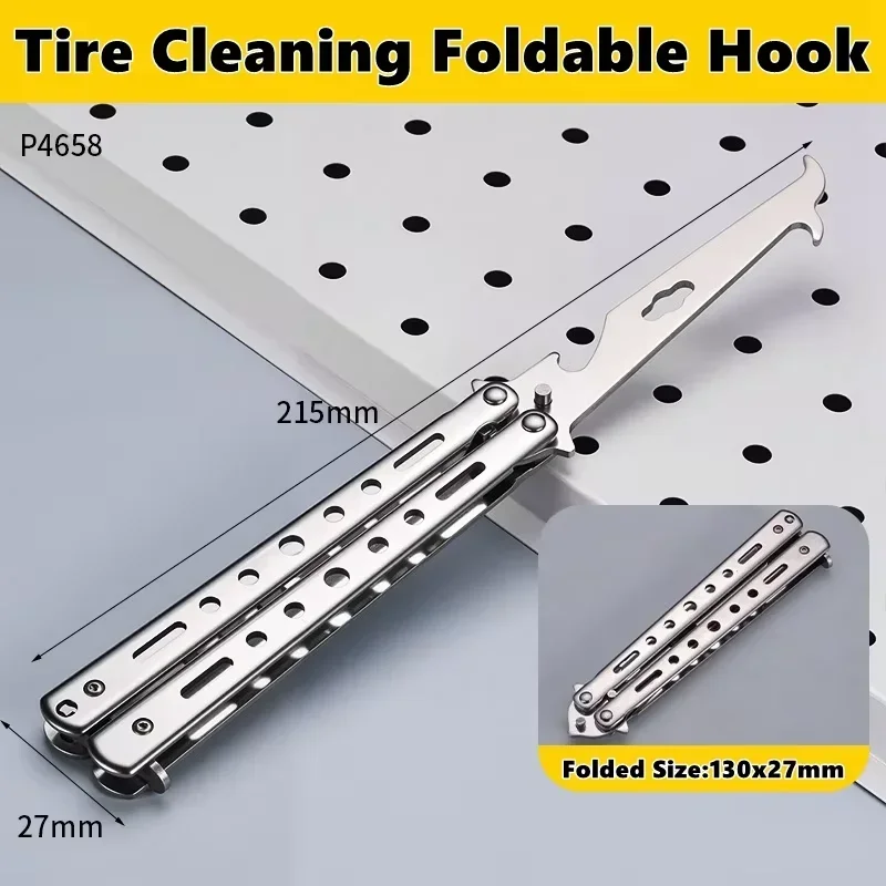 접이식 타이어 청소용 후크 드라이버 액세서리 모터 타이어 스톤 클리너 스톤 제거기 타이어 청소 도구 타이어 수리 도구