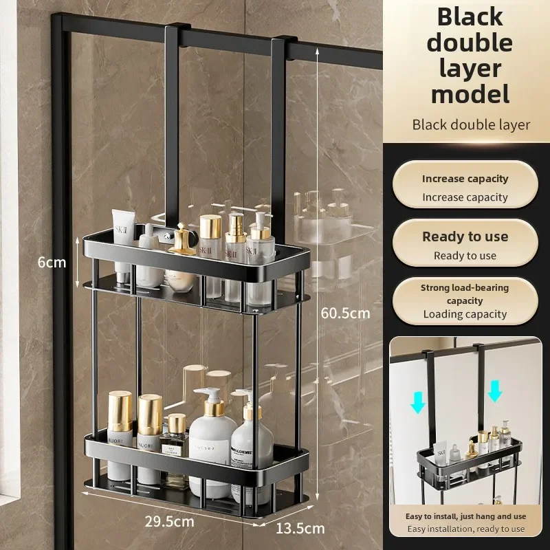 Bathroom Shower Hanging Rack Basket Organizer for Towels and Toiletries Space-Saving Storage Shelf for Restroom Hanging Racks 6