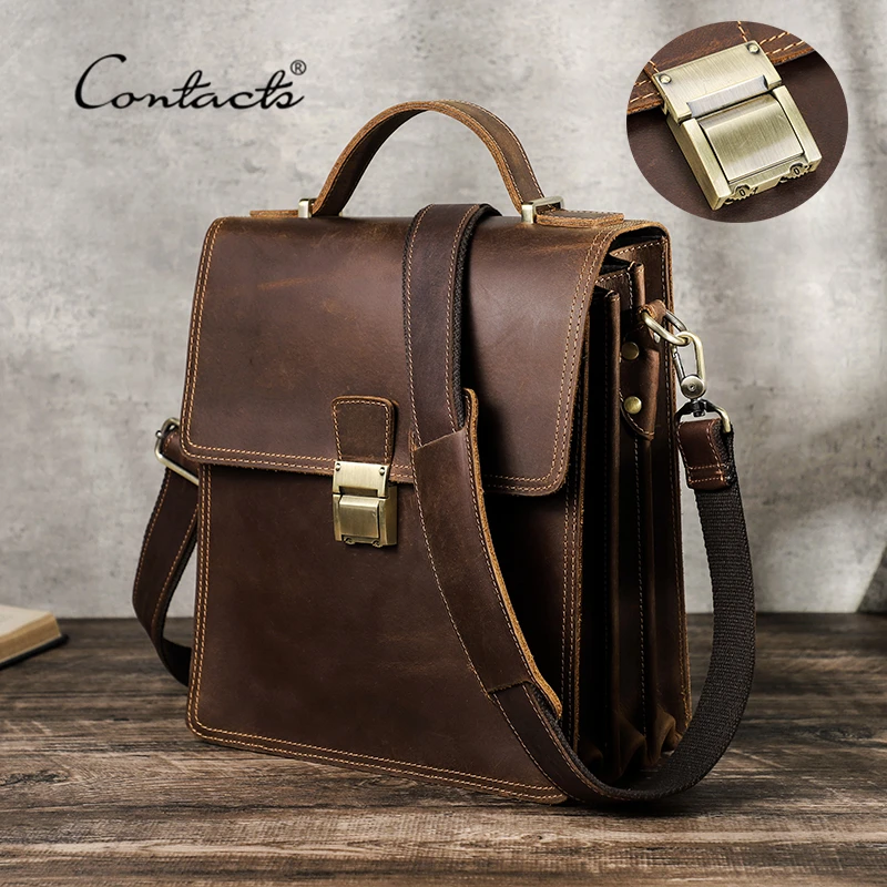 CONTACT'S Bolso de hombro para hombre, bandolera genuino de lujo para iPad de 11 pulgadas, bolsos de contraseña, bolso cruzado para hombre| | - AliExpress