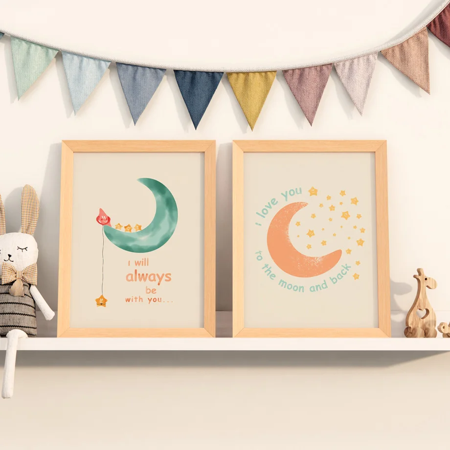 

Cartoon Moon Stars Nursery Wall Art Canvas Painting Sleep Nordic Posters And Prints Wall Pictures Baby Kids Room Home Decoration