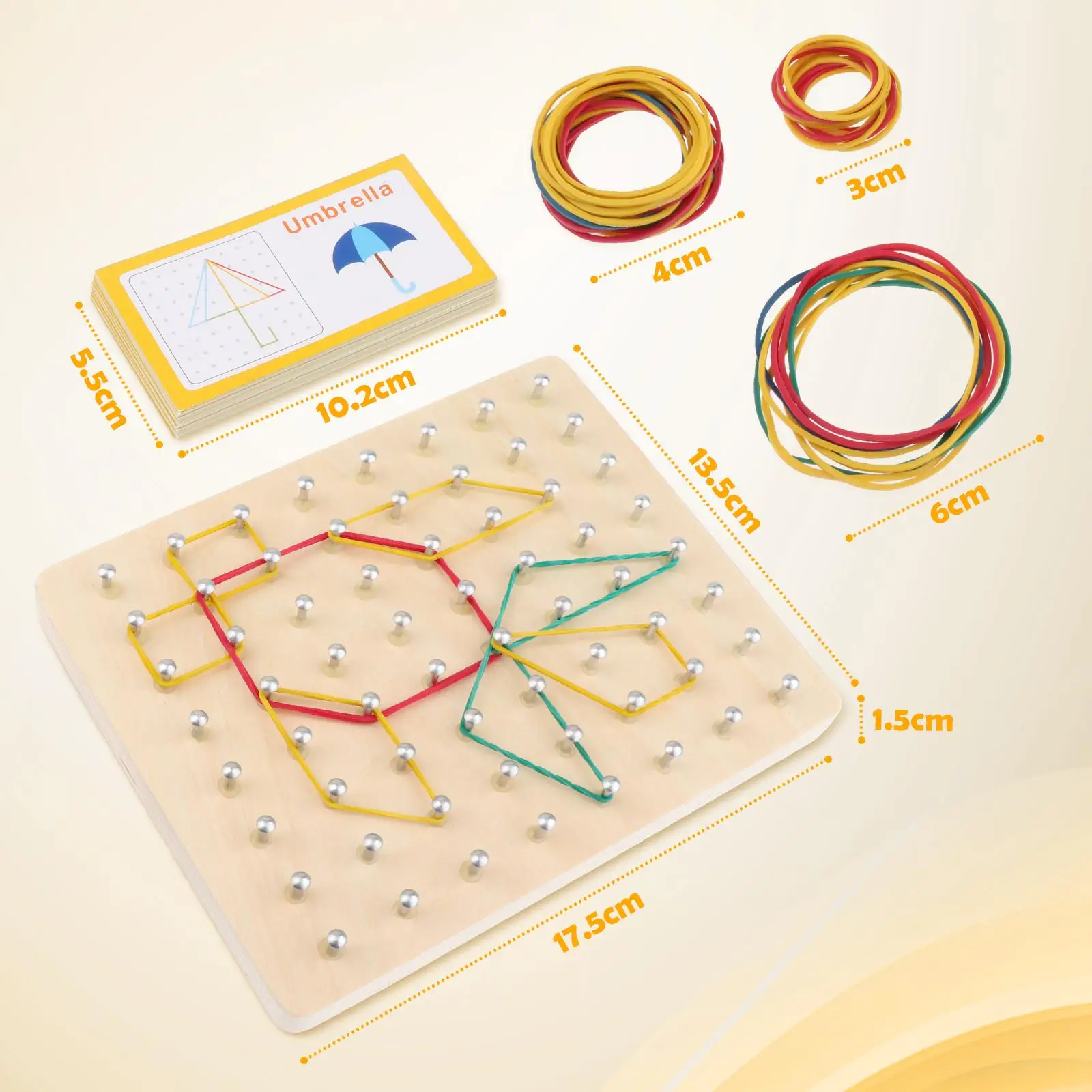 Wood Geoboard Set Block Toy Brain Teaser with 30 Pattern Cards Geometry Board Wood Geoboard Set Block Toy Brain Teaser with 30 Pattern Cards Geometry Board