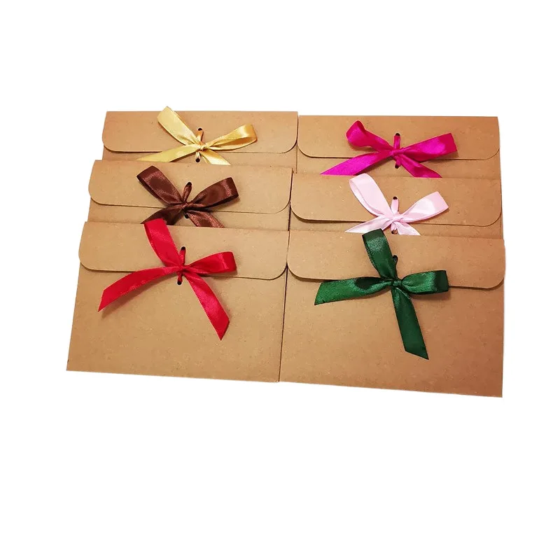 Kraft Ribbon Envelope Pocket Retro Paper Business Supplies Stationery Envelopes for Wedding Invitations Gift Packaging 50pcs/lot