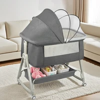 Lit cododo 4-en-1 pour bébé, réglable en 6 positions, avec matelas, 15 °   Inclinable, Roues avec freins, Lit bébé 0-24 mois 1