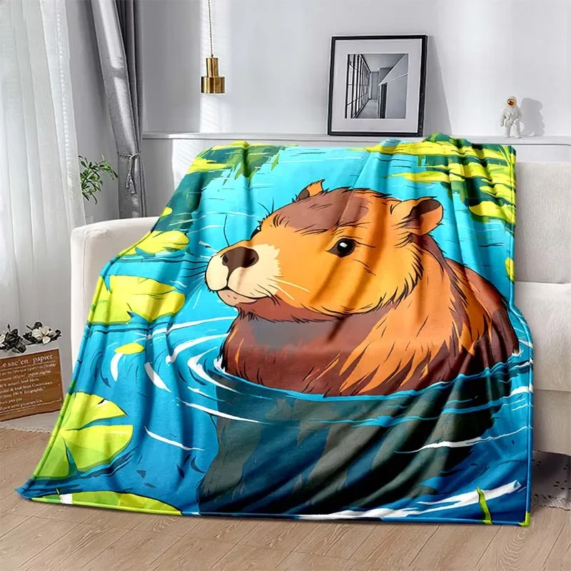 Warm Soft MINISO Capybara  Blanket Fluffy Children and Adults Sofa Plush Bedspread Throw Blanket for Sofa Bed Gift 5