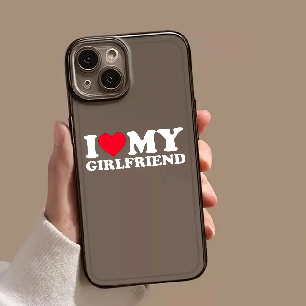 I Love My Boyfriend Girlfriend Couple Phone Case for IPhone 11 12 13 14 15 Pro Max Mini XS XR X 7 8Plus Paired Soft Cover Fundas