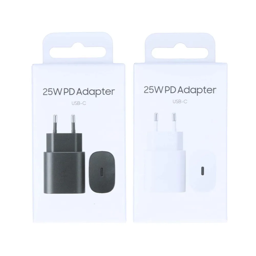 

10pcs For Samsung S21 S20 Ultra Note 10 20 Fast Charger 25W Quick Charge USB C Adapter Galaxy S21 Plus S20 A80 M52 Phone Charger