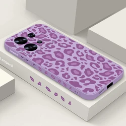 Leopard Pattern Soft TPU Phone Cover with Lanyard for Poco X6 Pro (A414 Purple)