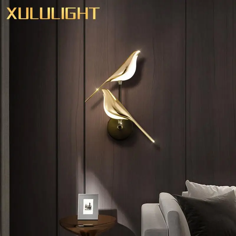 

Bedroom Bedside Creative Bird Wall Lamp Metal Light Luxury Simple Living Room TV Background Wall Decoration Decorative Lamps