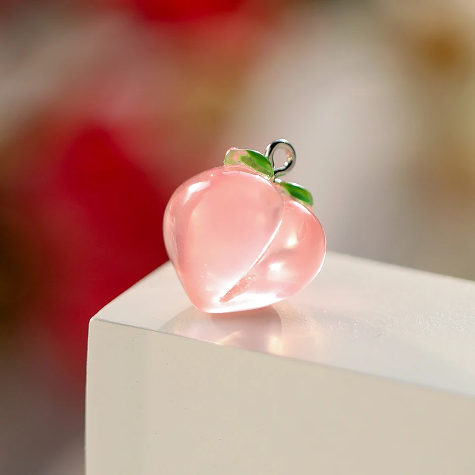 10pcs Peach Fruit Charms For Jewelry Making - Resin Pendants For DIY Necklaces & Earrings