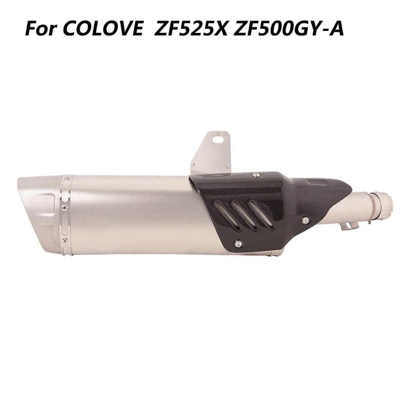 

Slip On Motorcycle Mid Connect Pipe And Muffler Stainless Steel Exhaust System For COLOVE ZF525X ZF500GY-A All Years