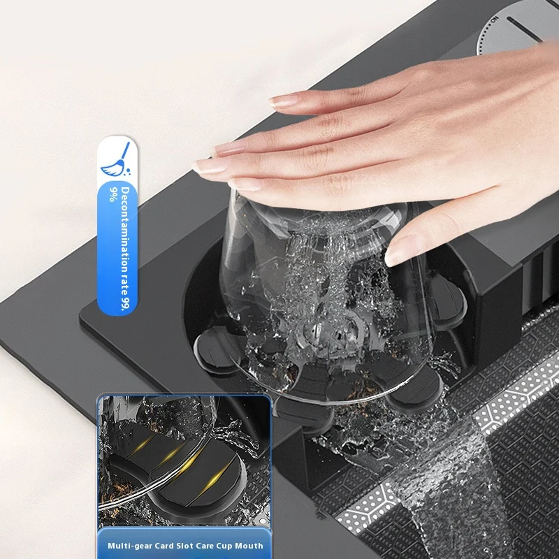 Digital Display Waterfall Kitchen Sink Stainless Steel  Large Single  Slot Right Side Under mount Cup Washer  Piano Keys 3