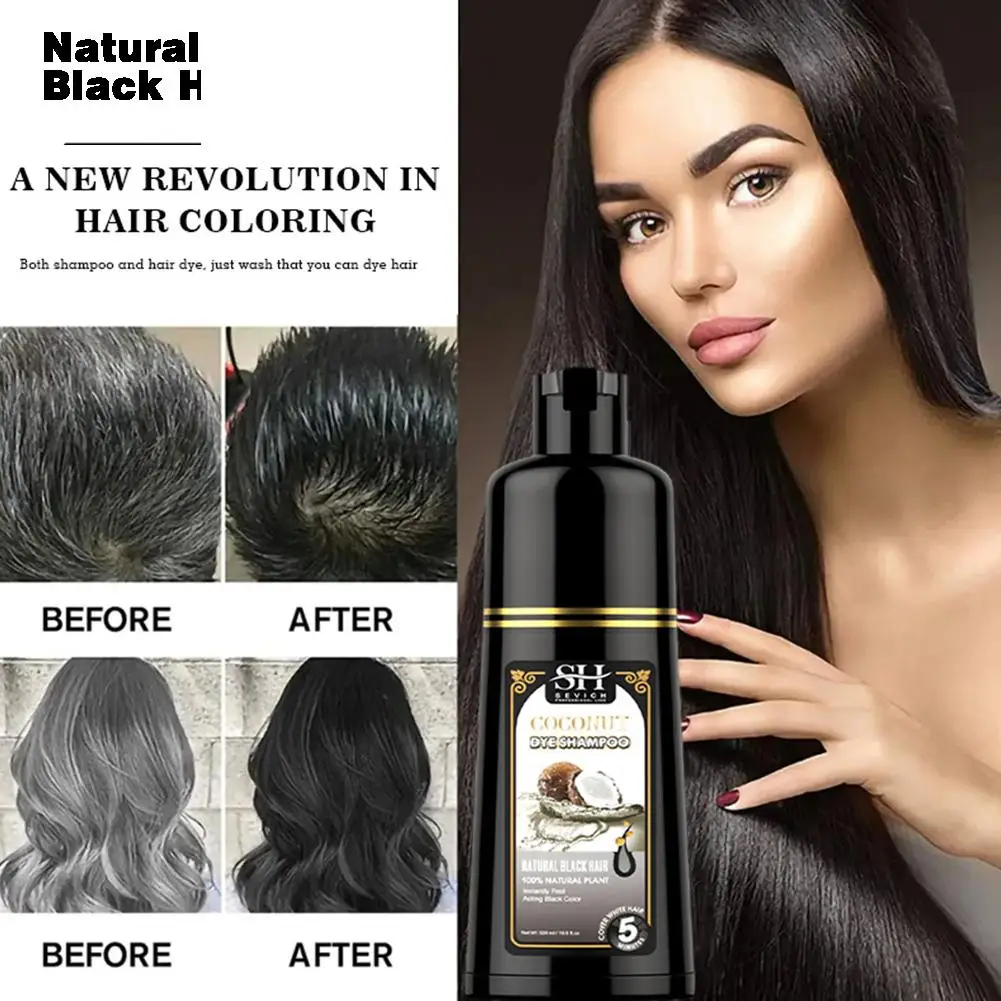 

Natural Ginger Coconut Black Hair Dye Shampoo For Coloring Gray Hair Fast Dyeing Black Long Lasting Permanent Hair Color I4O0