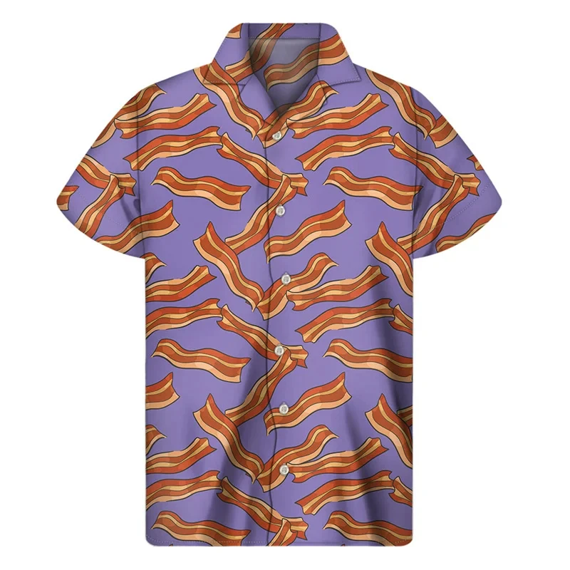 thumbnail image 1 of Camisas de playa hawaianas de verano para hombre, camisa con botones y estampado divertido de carne en 3D para hombre, camiseta informal de manga corta, ropa, 1 of 5