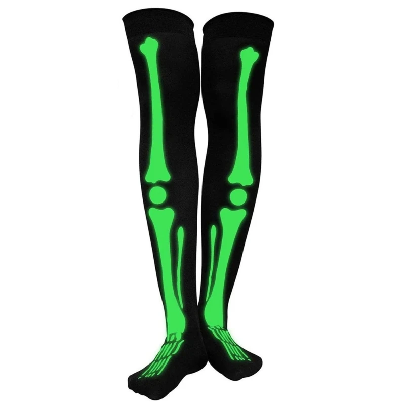 Cosplay Gloves Glowing Skeleton Stocking Set For Halloween Party