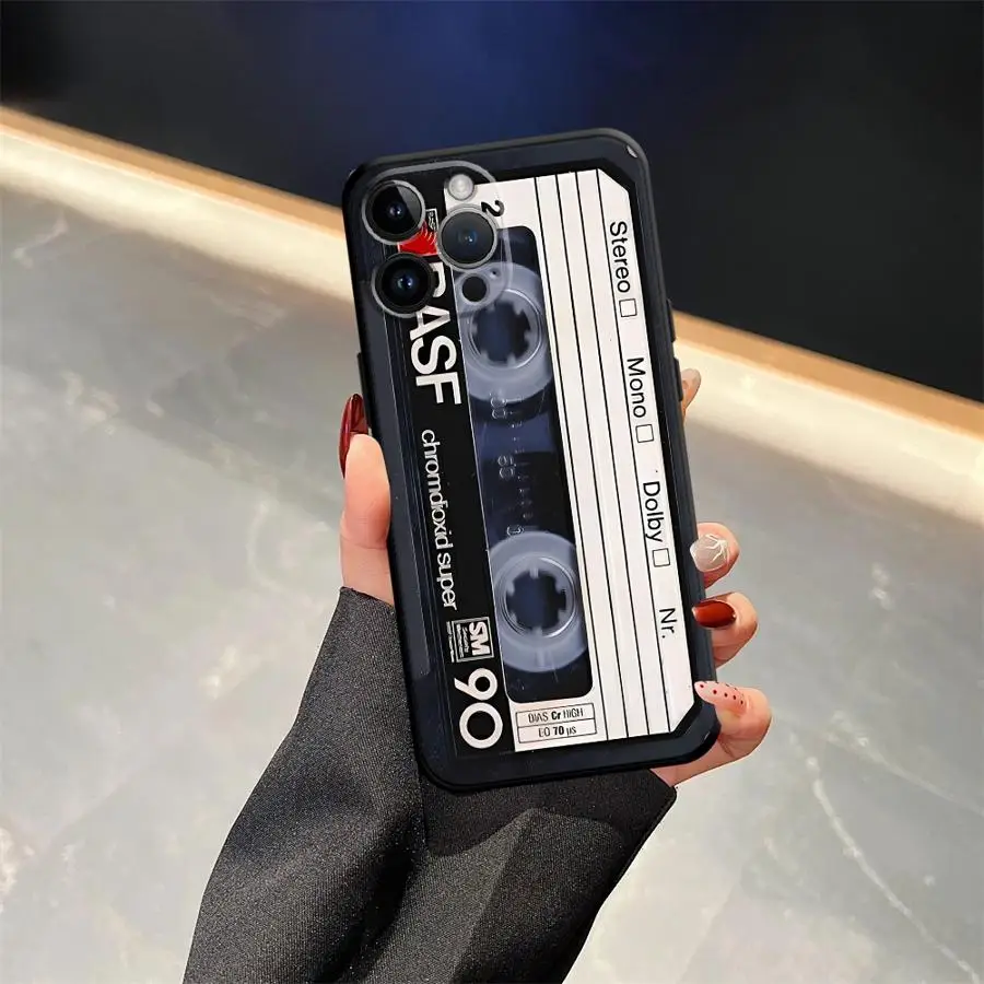 Vintage Cassette Tape Soft Phone Cover - Black
