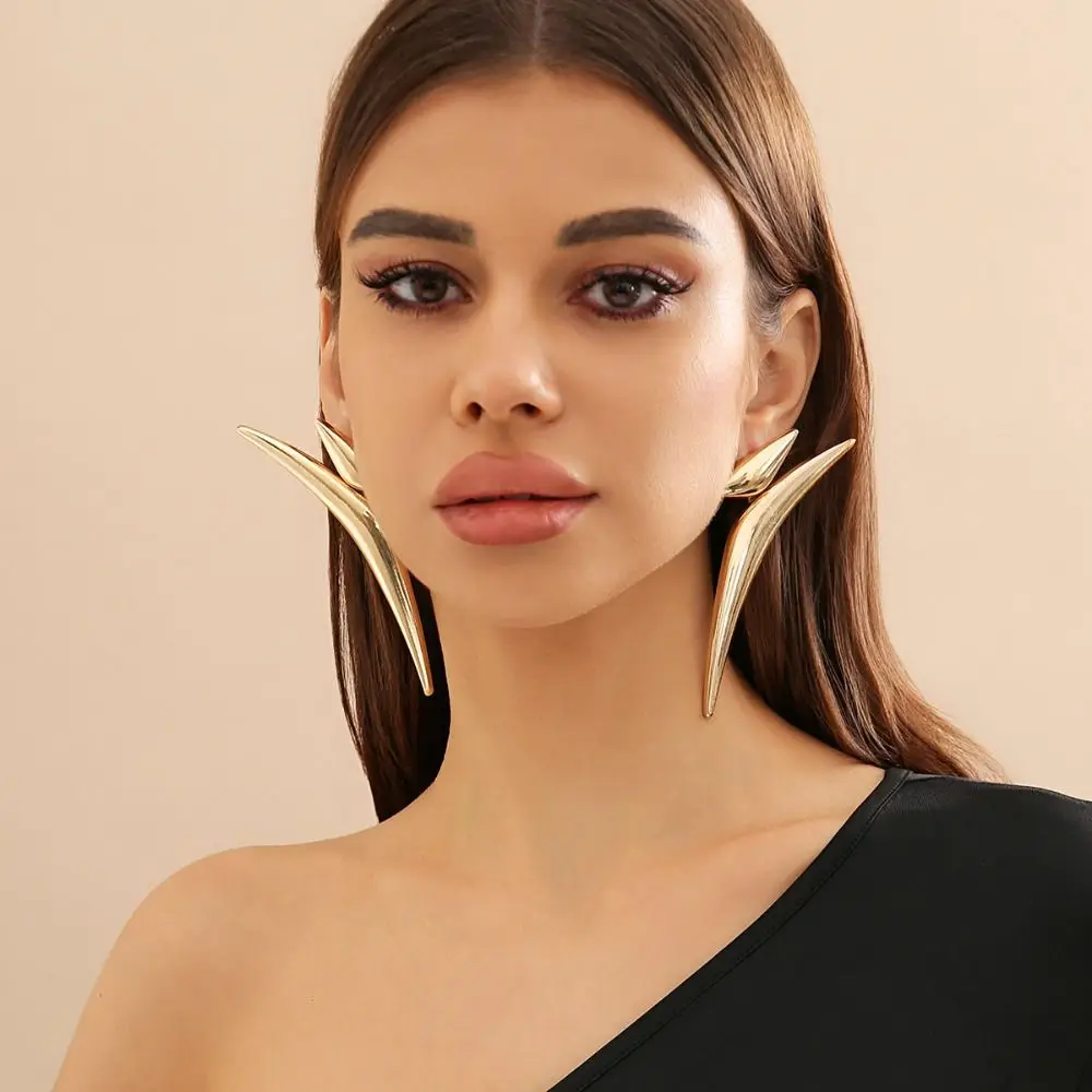 

Silver Exaggerated Earrings Temperament Jewellery Gold Metal Ear Studs Ear Accessories Korean Style Earrings Street