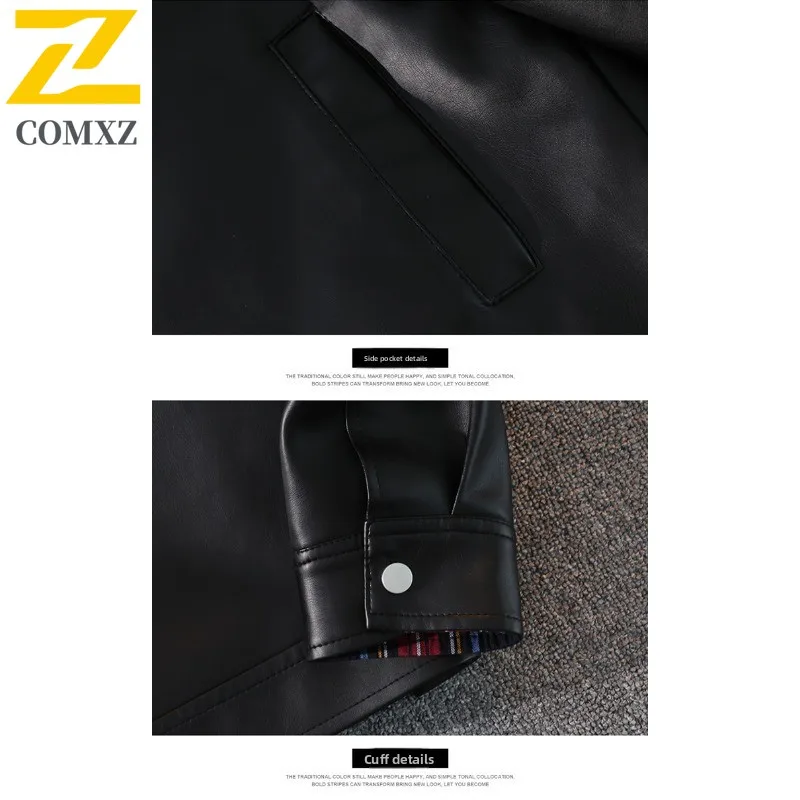 Men American Style PU Jacket  Workwear Coat Lightweight Water-Resistant Windproof Oversized Streetwear Vintage Utility Outerwear