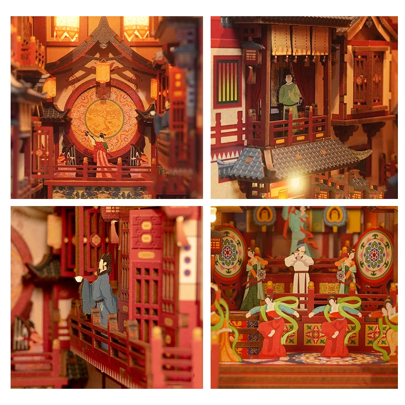 DIY Wooden Book Nook Shelf Insert Kits 12 Hours in Chang'an Bookends Miniature Building Kits Bookshelf Doll Houses Friends Gifts 3