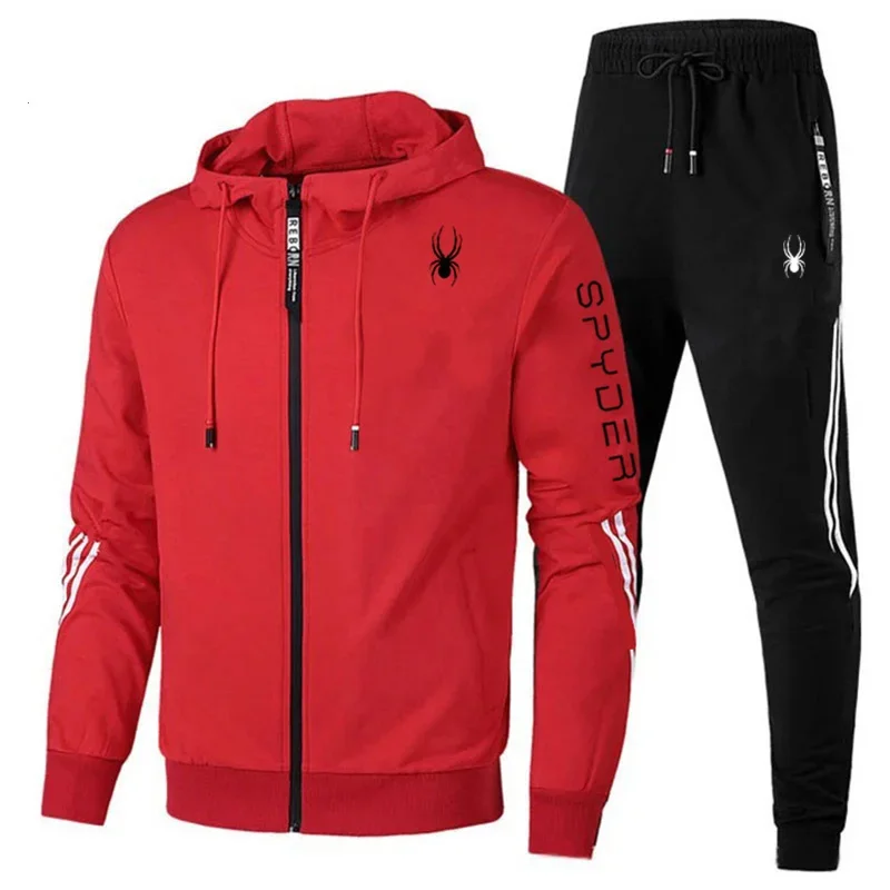 Jaro podzim muži tracksuits stanovuje dlouhé rukáv hoodie+jogging kalhoty 2 kusu fitness běžecký obleků sportswear ležérní oblečení