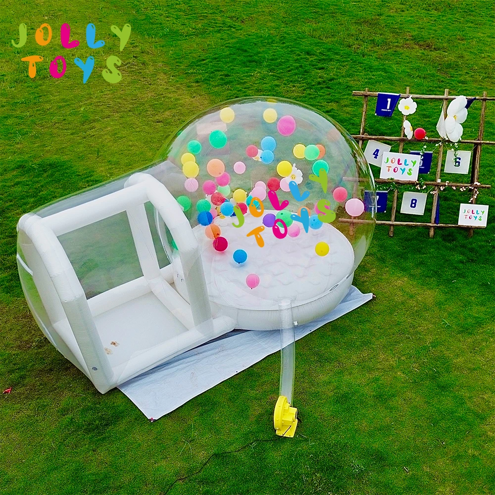 JOLLY TOYS Balloon inflatable bubble house with trampoline and transparent dome PVC material  with blower 4
