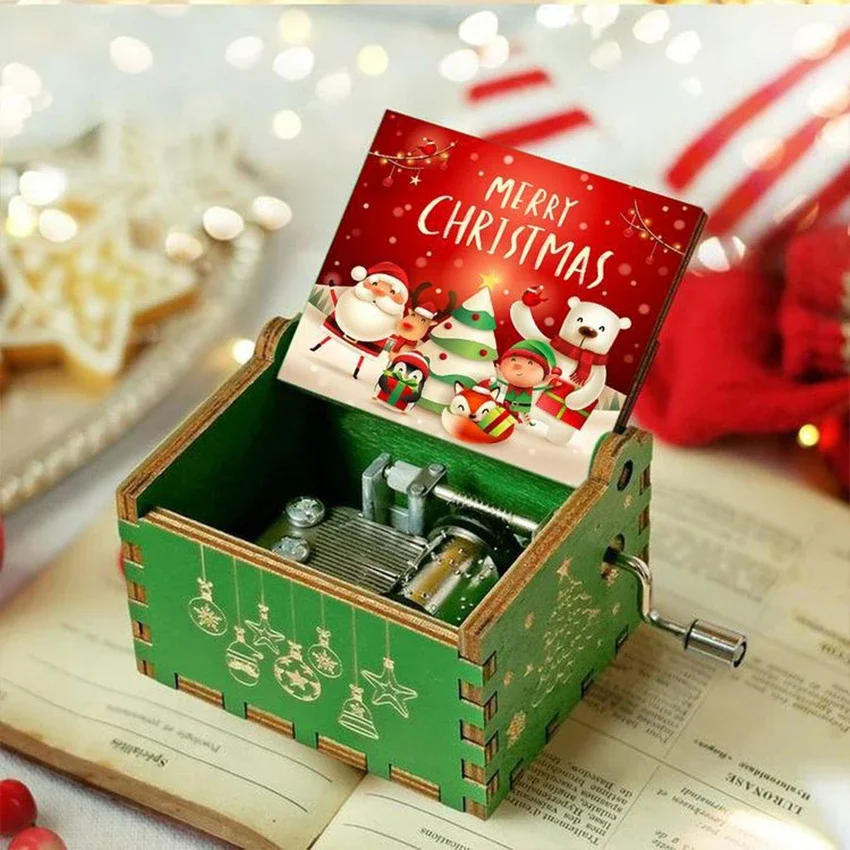 Music Box Carousel Music Box Hot Wooden Hand Crank Music Box Anime Theme Halloween Merry Christmas Decoration