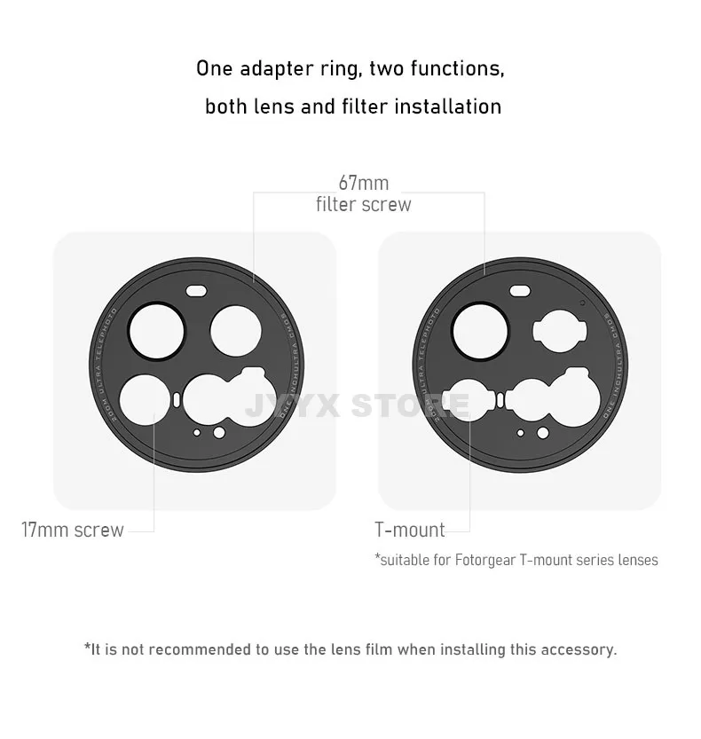 Fotorgear T-mount/ 17mm Lens Thread & 67mm Filter Adapter 2-in-1 Plate for Xiaom