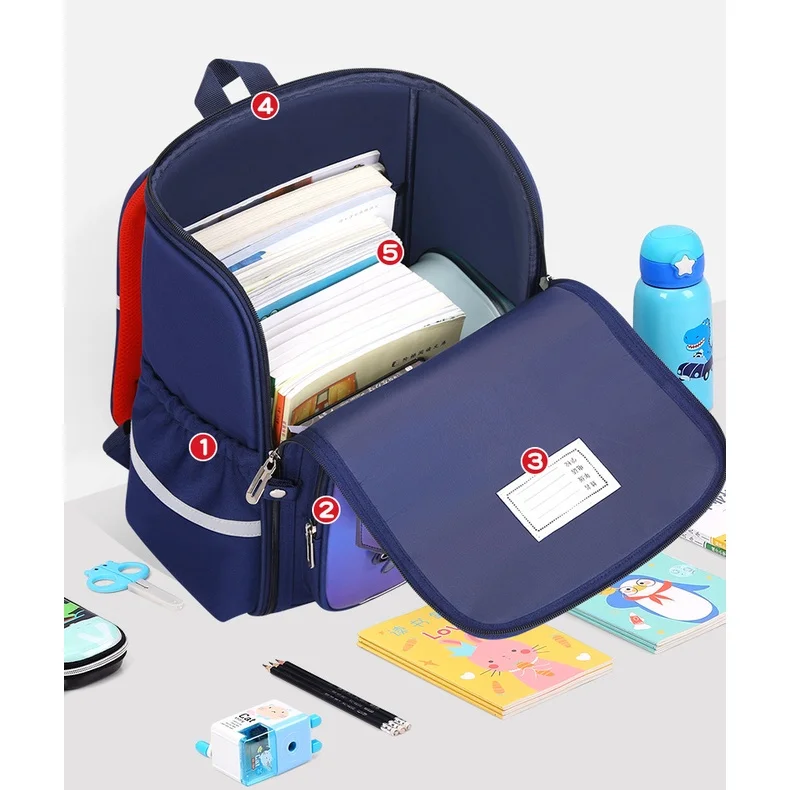Grade 1-6 Children Fashion British Style Large Capacity Backpacks New Primary Girl Boy PU Waterproof Simple Schoolbags with Belt