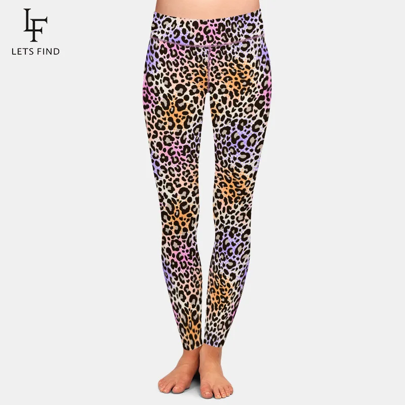 LETSFIND 2020 High Quaility Women Pants 3D Leopard Grain Print Sexy Fitness Leggings High Waist Leggings sebowel women high waist black leggings leopard textured stretchy faux leather pants female sexy skinny autumn leggings s xl