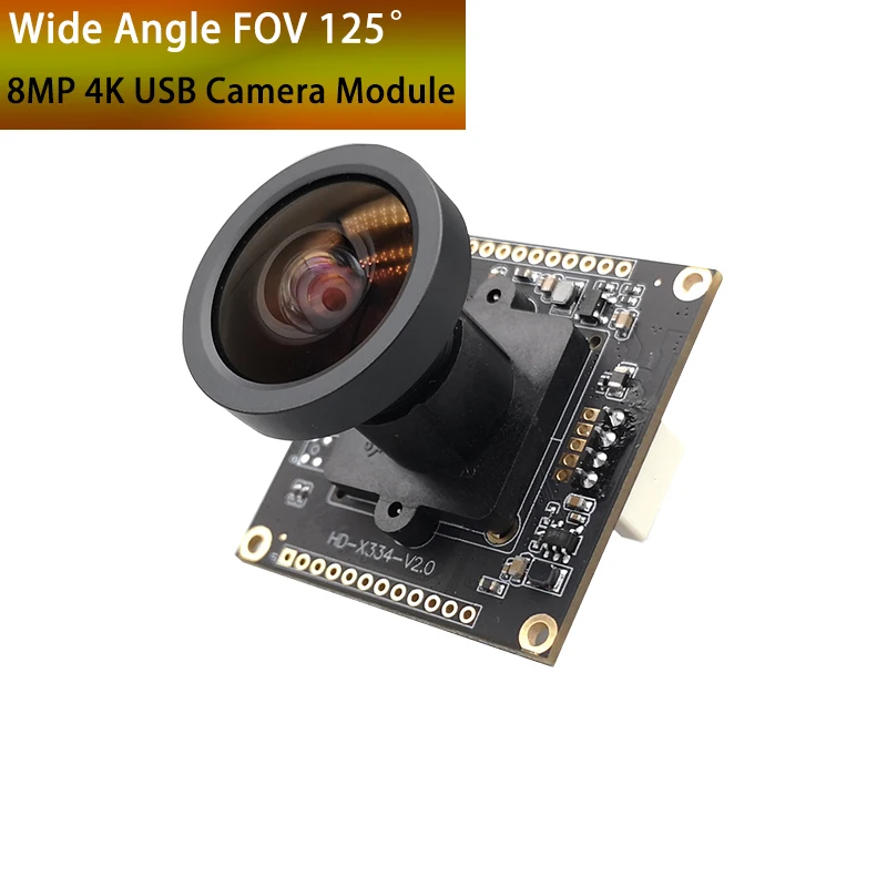 

4K Wide Angle Camera Module 8MP CMOS IMX334 FOV 125 Degree High Speed 30fps USB Webcam For Windows Linux Mac Android Video