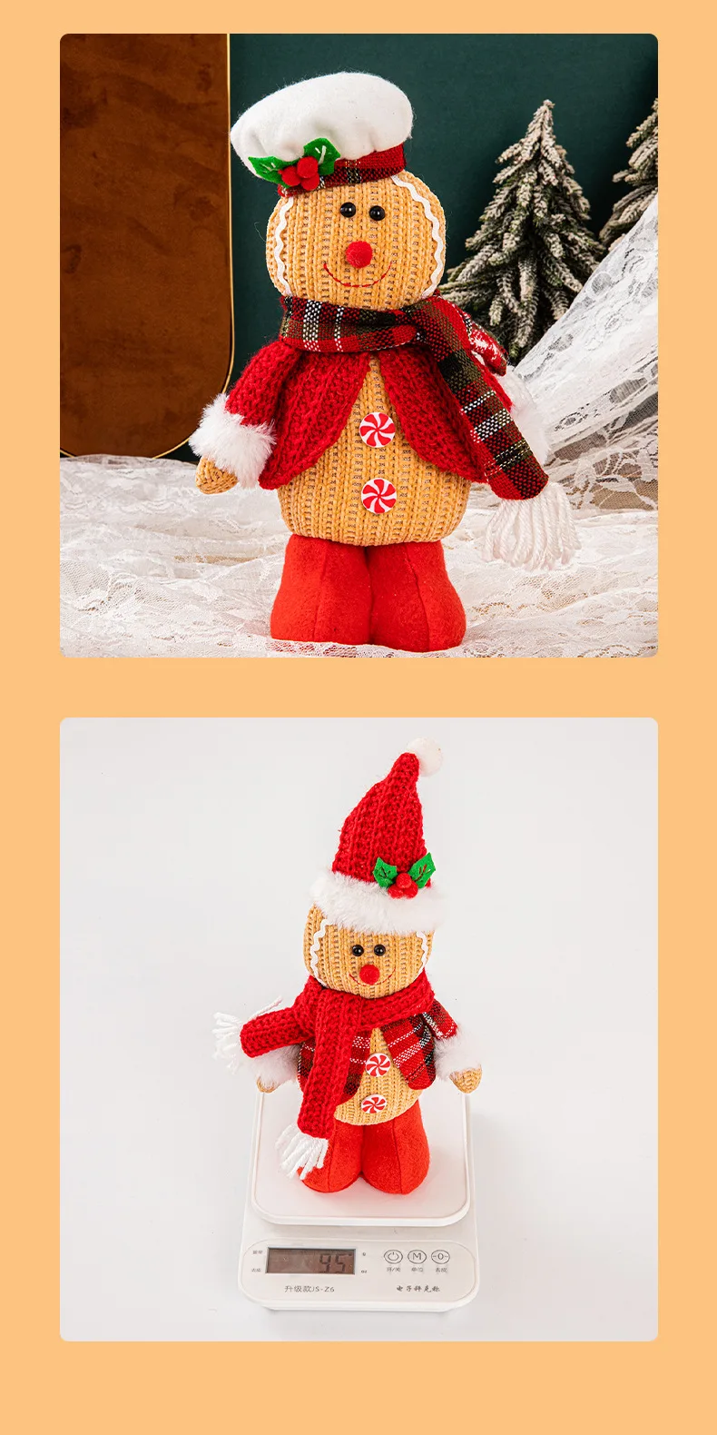 Description Picture 3 of itemChristmas Standing Gingerbread Man Desktop Ornaments Creatived Cute Doll Decorations Christmas Gifts Props Home Decor