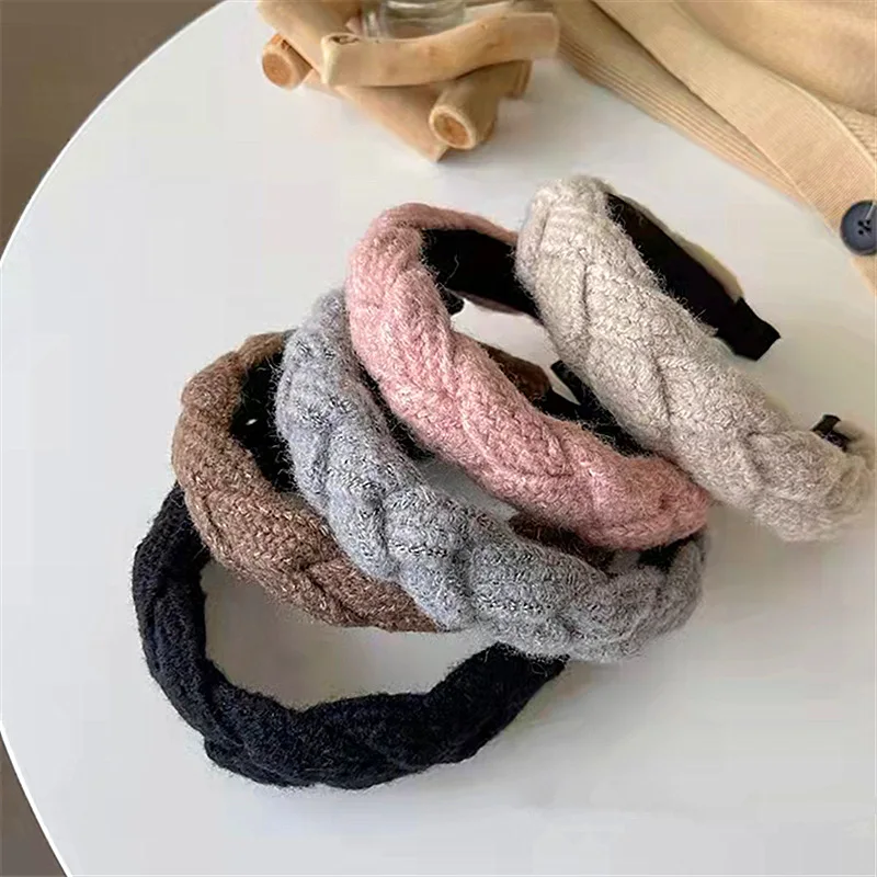 hair clips for fine hair French Lazy Temperament Wool Headband Twist Braid Headband Hairpin Sweet Braided Hairband Japanese and Korean Hair Accessories wide headbands for women