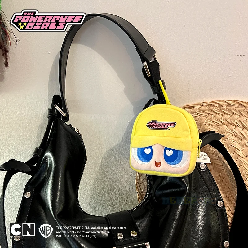새로운 10cm 오리지널 파워퍼프걸 헤드폰 가방 귀엽고 사랑스러운 플러시 가방 크로스백 어린이 동전 지갑