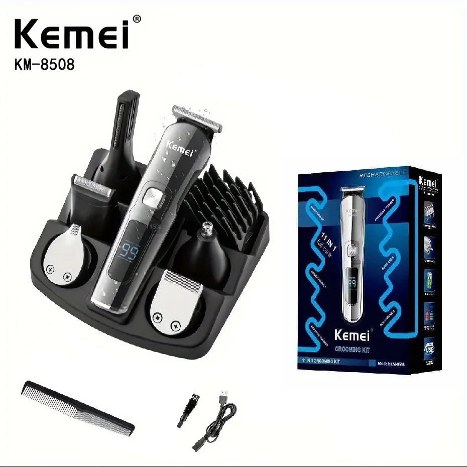 Kemei Professional Multifunction Beard Hair Trimmer Waterproof 6 In 1 Hair Clipper Electric Razor for Men Grooming Kit KM-8508