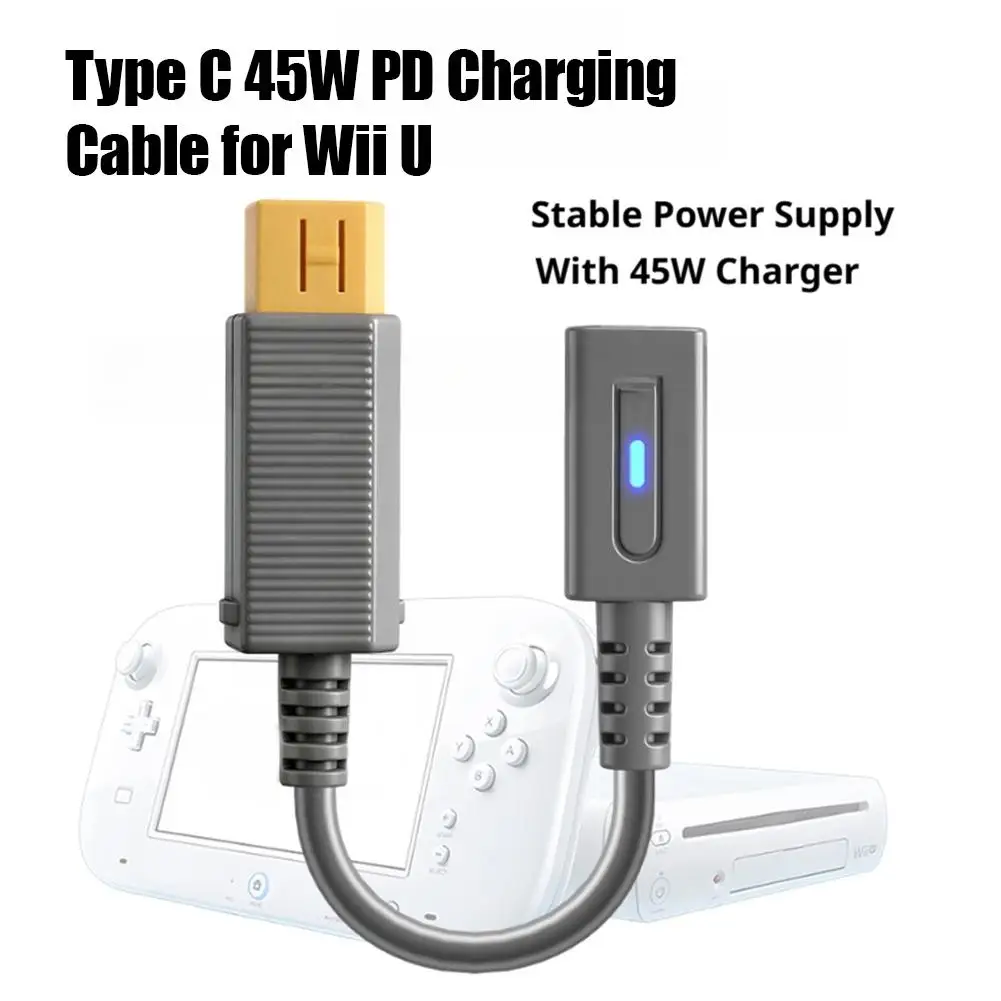 45W 타입 C Wii U 전원 케이블 PD 고속 충전 12cm 휴대용 코드 Wii U 콘솔 게임 전원 공급 어댑터 와이어