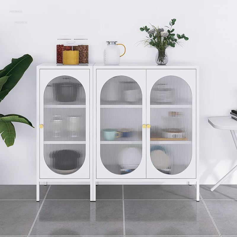Modern Wrought Iron Sideboard Wine Tea Cabinet Simple Living Room Storage Cabinet Kitchen Storage Tableware Home Display