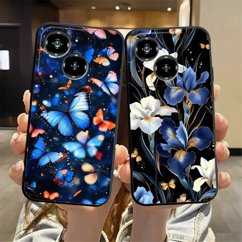 Fashion Soft Silicone Shockproof Butterfly Marble Black TPU Phone Case