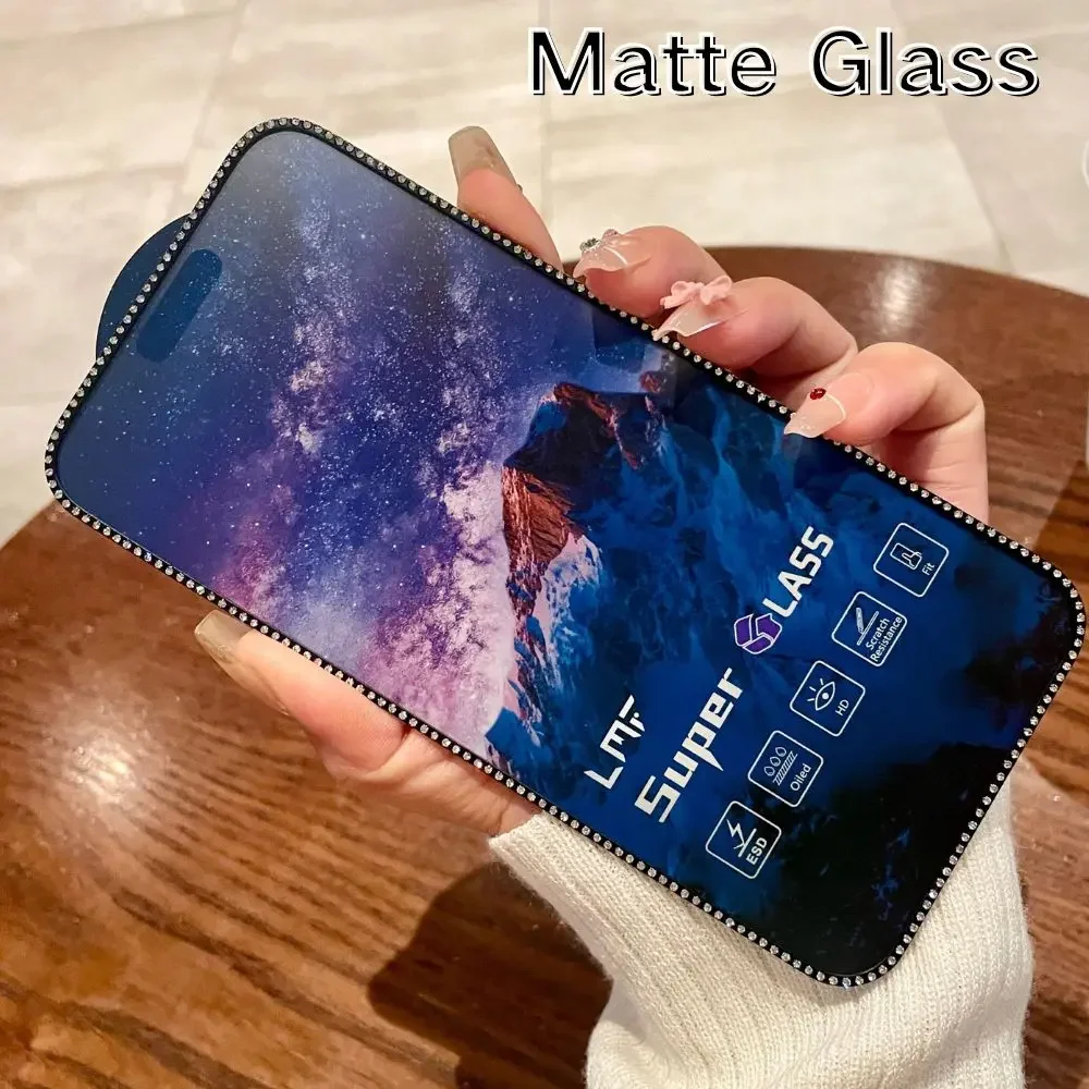 Luxury Glitter Diamond Tempered Glass with Rhinestone Privacy Screen Protector