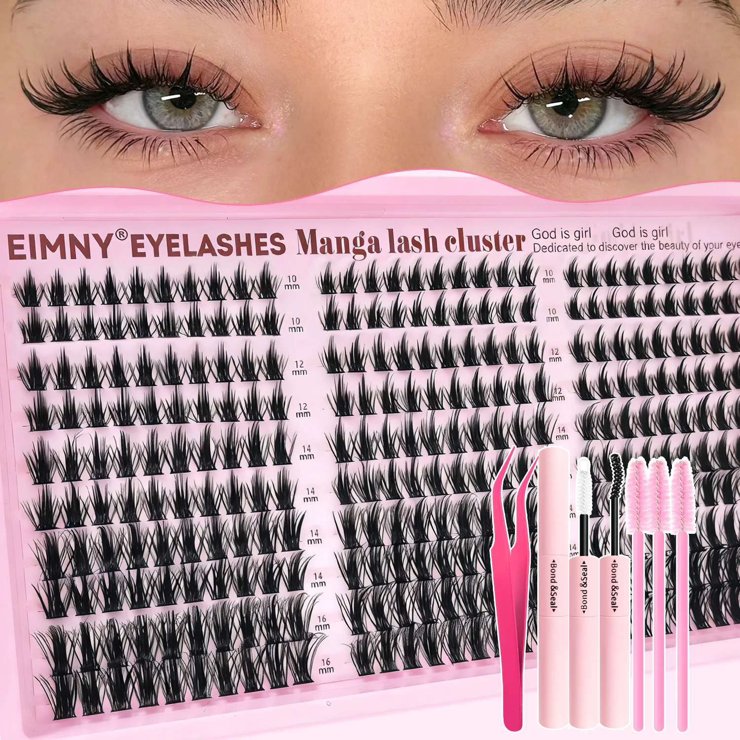 Manga Lash Clusters Kit Natural 300 Pcs Cluster Eyelash Extensions Kit Wispy Fairy Fluffy Eyelash Clusters Anime Cosplay Lash