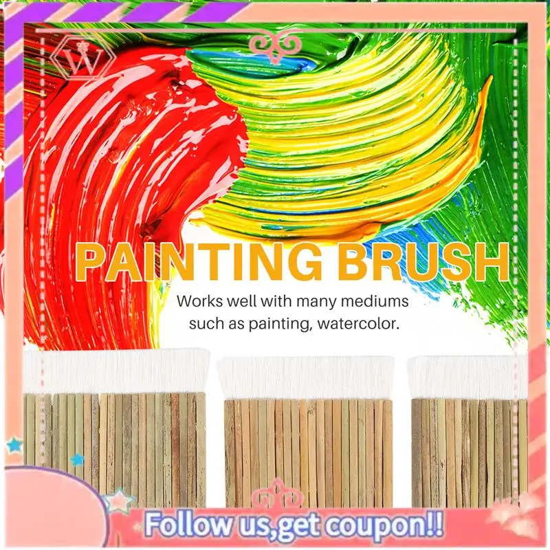 Upgraded 3 Size Sheep Hair Hake Brush Bamboo Handle Soft Brush Latex Paint For Pottery Painting Drawing Drafting