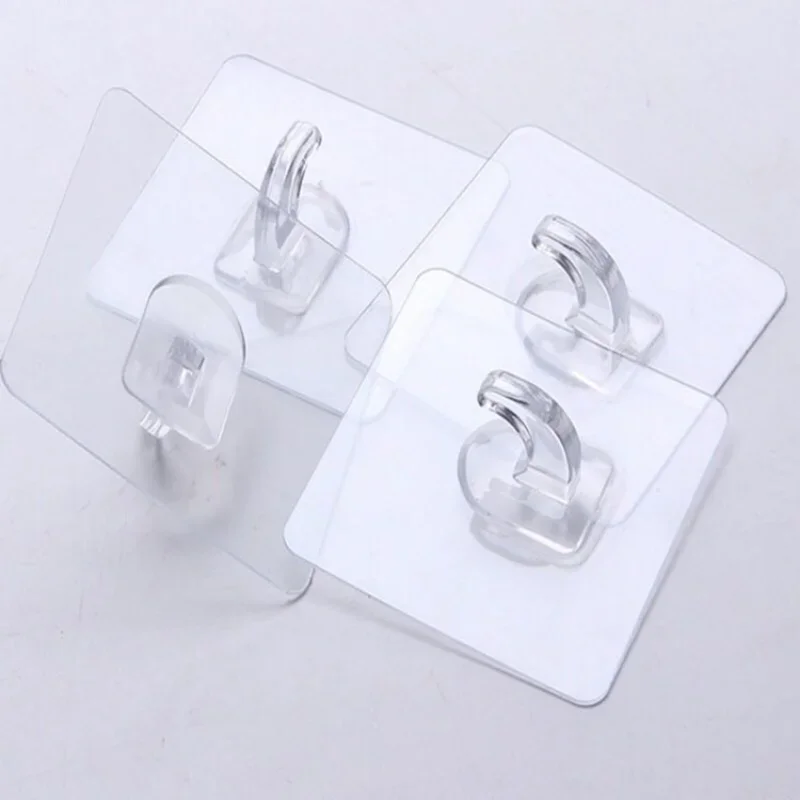 Transparent Self Adhesive Hook wall mount hooks self adhesive hooks multi purpose hooks adhesive wall hook bag hook wall holder kitchen hooks wall organizer hook bag hanger Door Wall Strong Hangers Towel Mop Handbag Strong Holder For Kitchen Bathroom Accessories 6Pcs