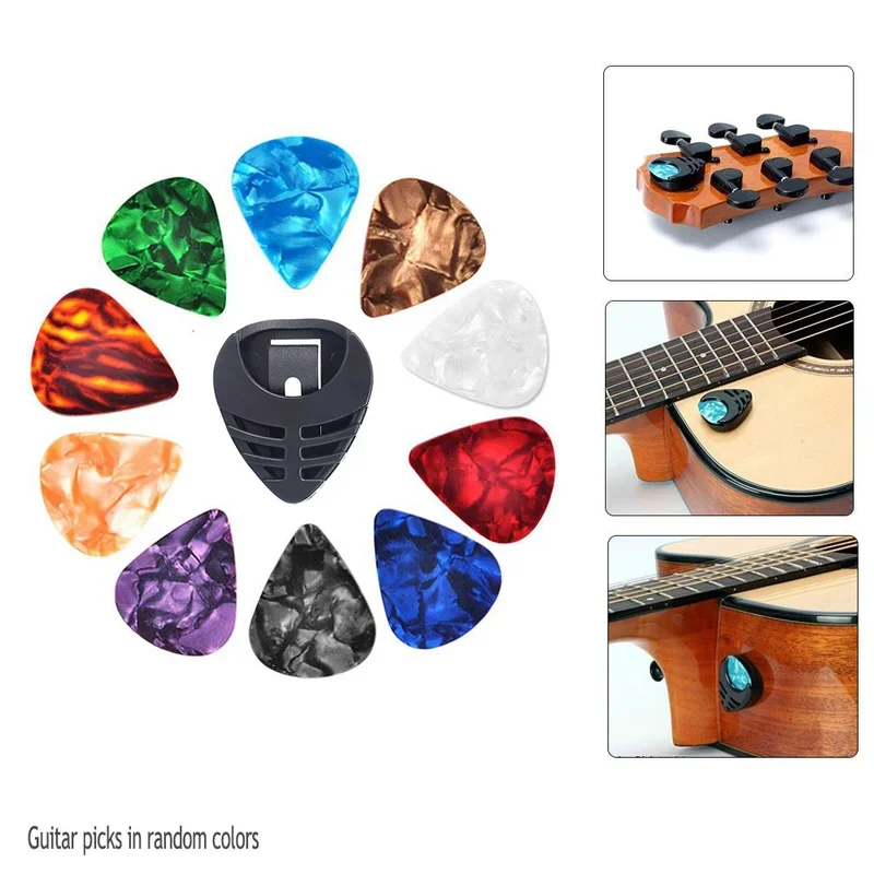 Guitar Picks Guitar Pick Holder Set For Acoustic Electric Bass Ukulele Stick-on Holder 10Pcs