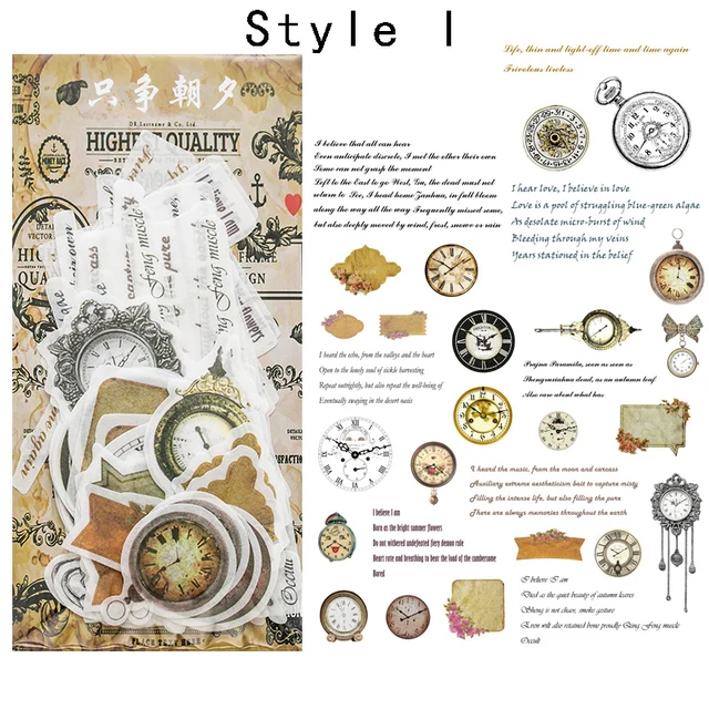 Mr.paper 10 Designs 60 Pcs/bag Vintage Retro Style A Past Series Creative Hand Account Decoration Collage DIY Material Stickers I