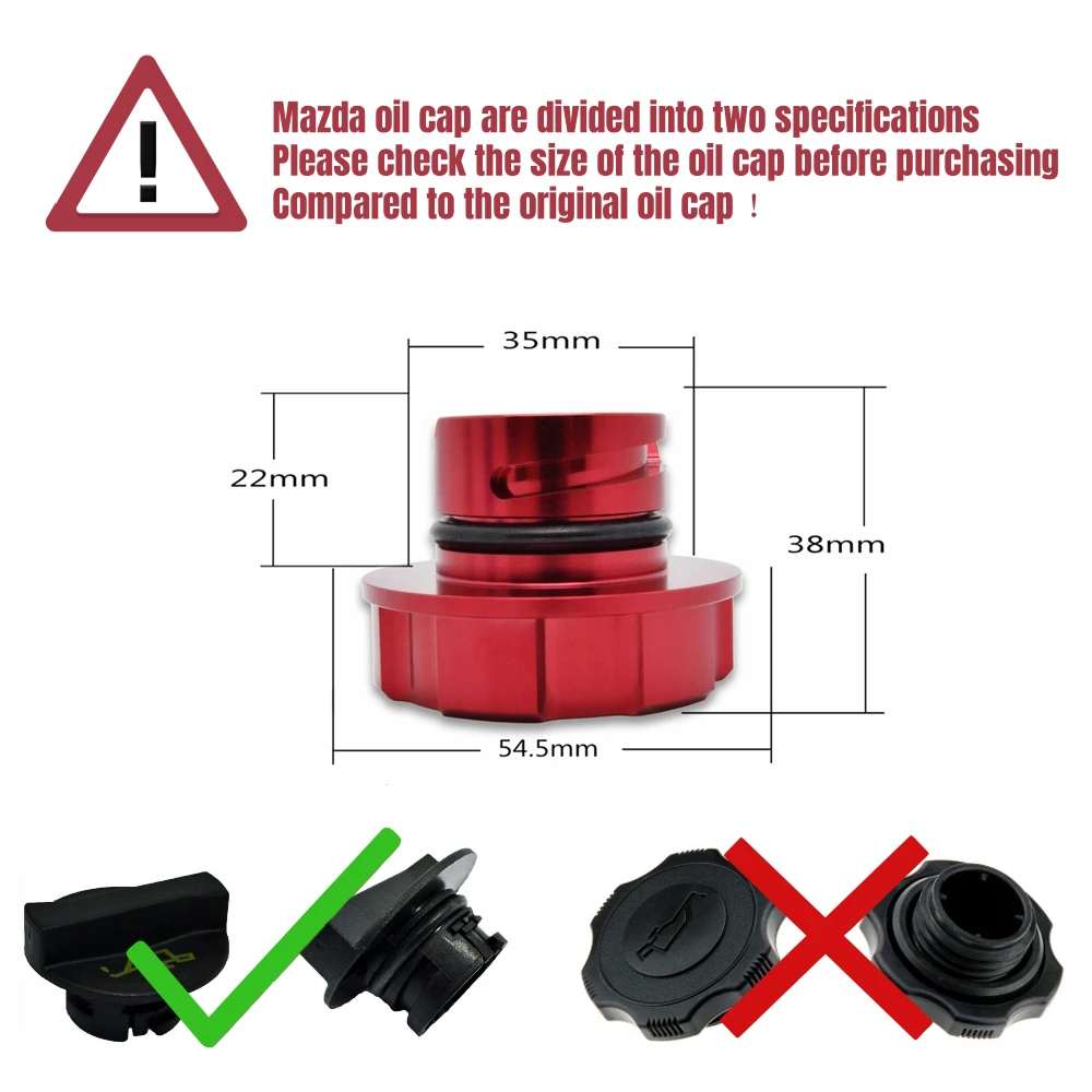 Oil Fuel Cap Aluminum ENGINE Oil Cap For MAZDASPEED MAZDA 2,3,5,6 MAZDA6 WAGON MIATA MX-5 CX-3 CX-5 ATENZA CX-30 Axela Car Accessories JDM
