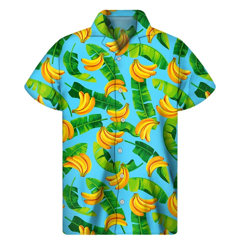 

Summer Hawaiian Banana 3d Print Shirts Men Fashion Shirt Short Sleeve Casual Beach Shirts Single-Breasted Shirt Men's Clothing