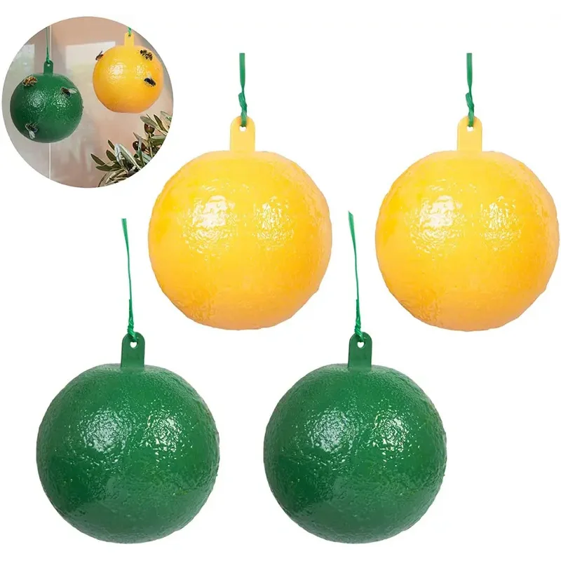 1/10pcsReusable Hanging Fly Trap Ball Pest Repeller Killer Hanging On Tree Fruit Fly Catcher Sticky Trap Fly Outdoor Garden Tool