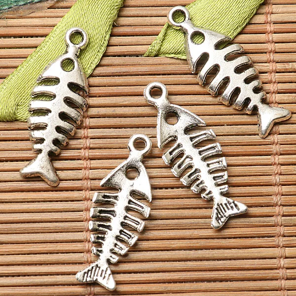 

40pcs 26*9mm Dark Silver Color Fish Bone Design Charms EF2696